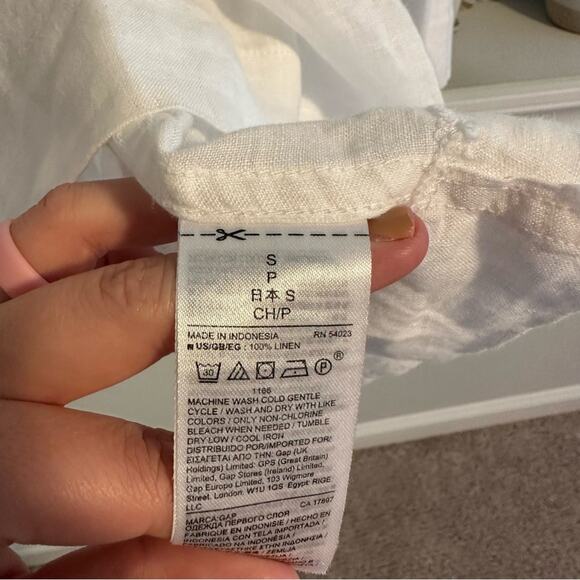 GAP White Linen Square Neck Flare Sleeve Top Blouse Small - Picture 8 of 11